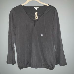 Aeropostale Grey Lace up Shirt